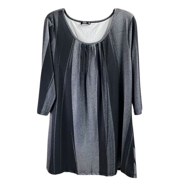 Lily by Firmiana Womens Blouse Tunic Top Black Gray Size 2XL Witchy Goth - Picture 1 of 9